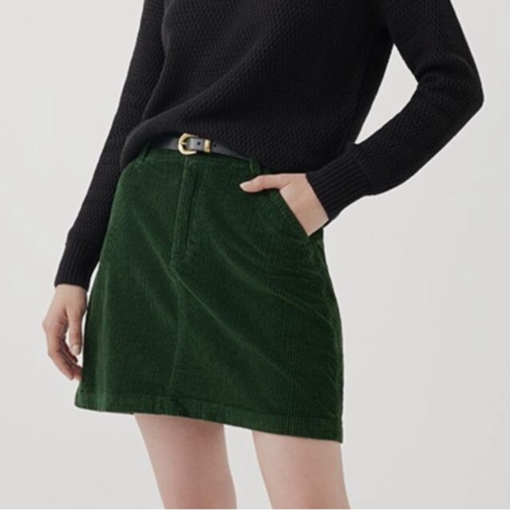 PACT Organic Cotton Emerald Green Corduroy Mini Skirt A-Line Preppy Size M